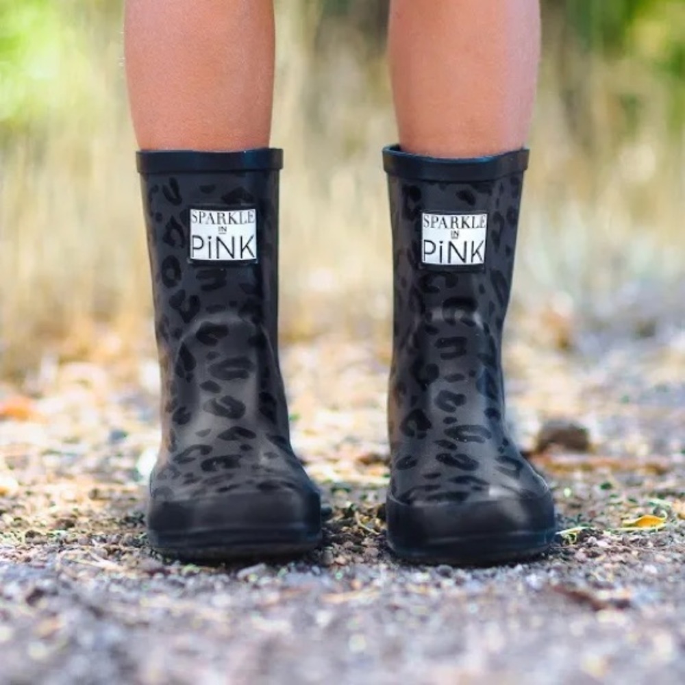 Sparkle In Pink Leopard Rain Boots